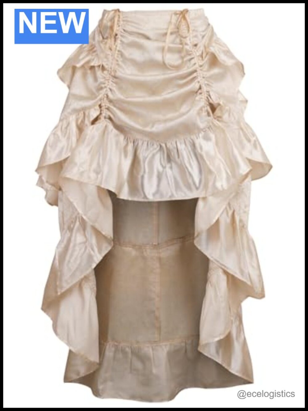 Brocade High Low Bustle Skirt Adjustable Elastic Back Costume